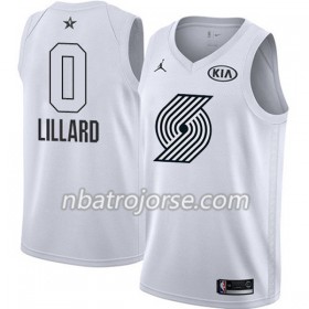 Män Portland Trail Blazers Tröja Damian Lillard 0 2018 All Star Jordan Brand Vit Swingman
